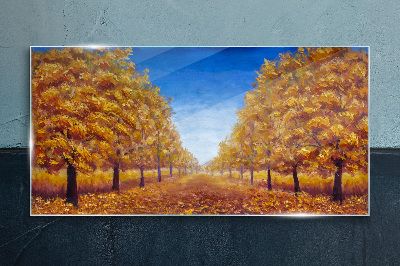 Tableau verre imprimé Ruelles dorées dans le paysage d'automne