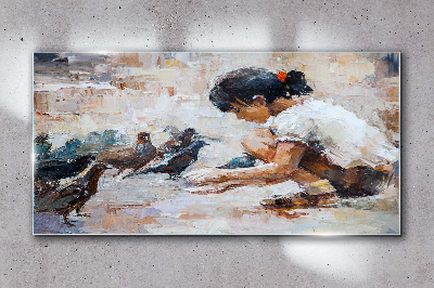Tableau photo sur verre Enfance parmi les oiseaux