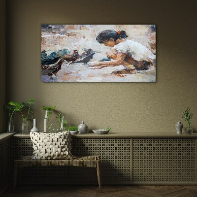 Tableau photo sur verre Enfance parmi les oiseaux
