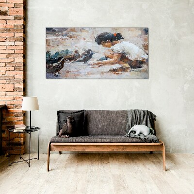 Tableau photo sur verre Enfance parmi les oiseaux