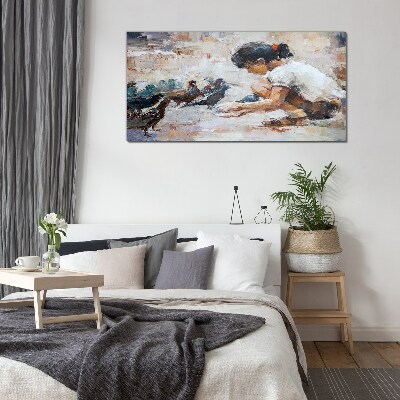 Tableau photo sur verre Enfance parmi les oiseaux
