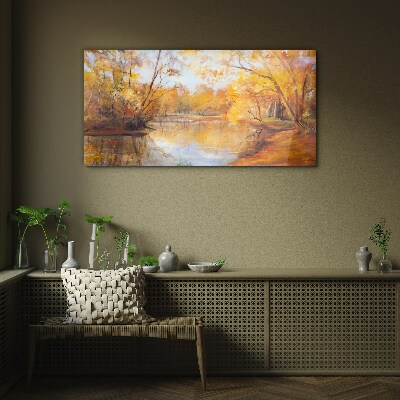 Tableau en verre Paysage d'automne au bord de la rivière