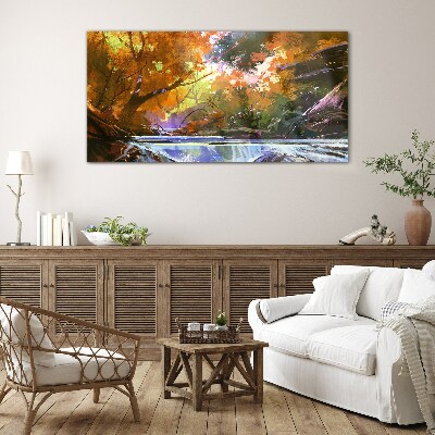 Tableau sur verre Paysage d'automne au bord de la rivière