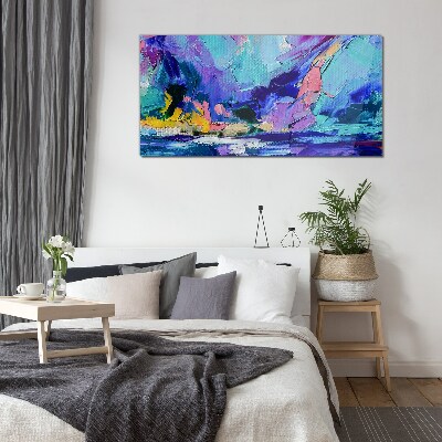 Tableau en verre Paysage abstrait dans les tons violets