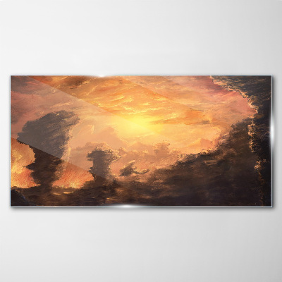 Tableau imprimé sur verre Coucher de soleil au-dessus des nuages