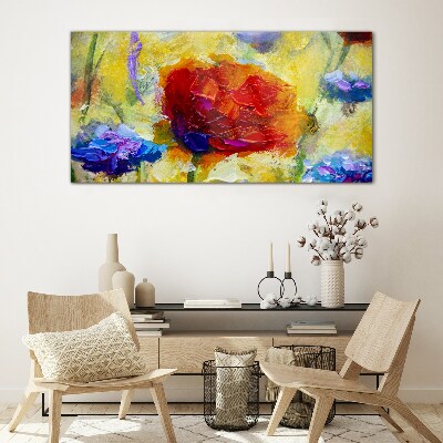 Tableau sur verre Une explosion florale de couleurs