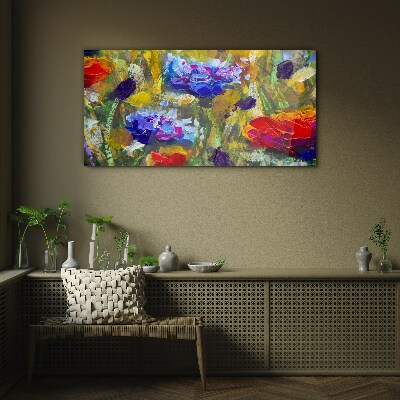 Tableau imprimé sur verre Un paysage floral aux couleurs intenses