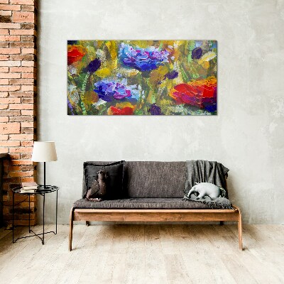 Tableau imprimé sur verre Un paysage floral aux couleurs intenses