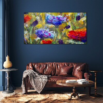 Tableau imprimé sur verre Un paysage floral aux couleurs intenses