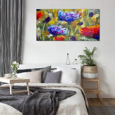 Tableau imprimé sur verre Un paysage floral aux couleurs intenses