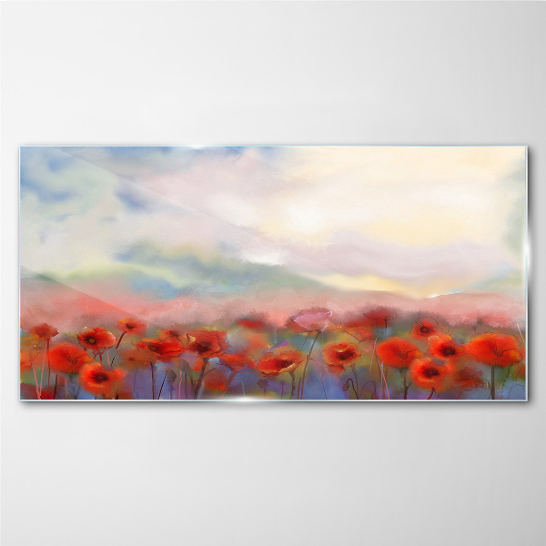 Tableau en verre Un paysage floral aux couleurs pastel