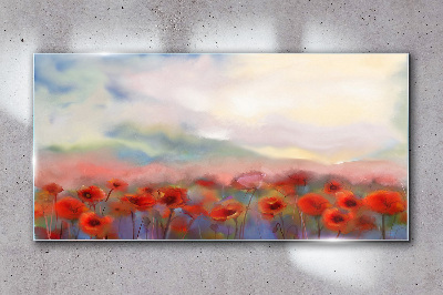 Tableau en verre Un paysage floral aux couleurs pastel