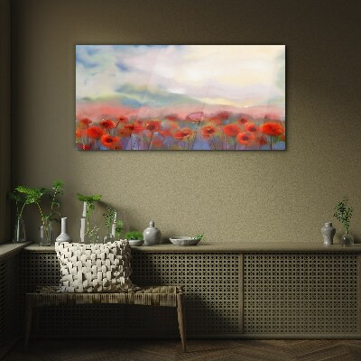 Tableau en verre Un paysage floral aux couleurs pastel