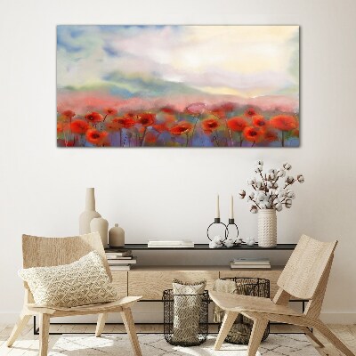 Tableau en verre Un paysage floral aux couleurs pastel