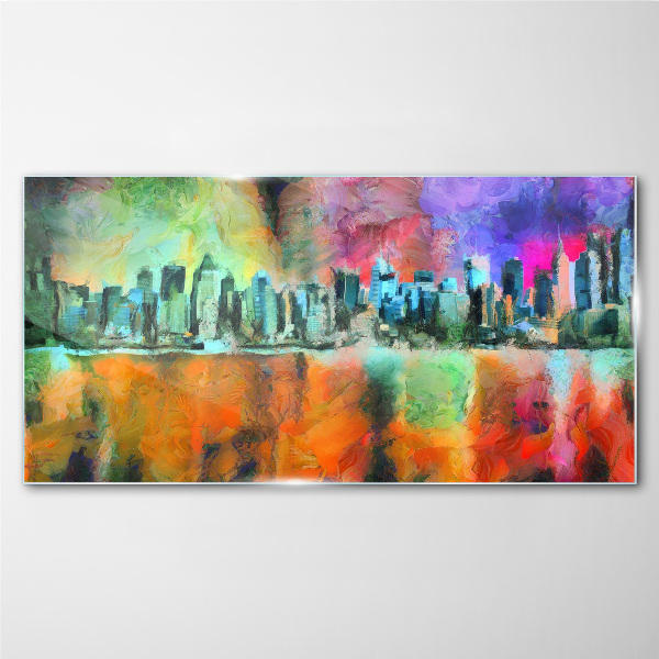 Tableau en verre Paysage urbain coloré à l'horizon