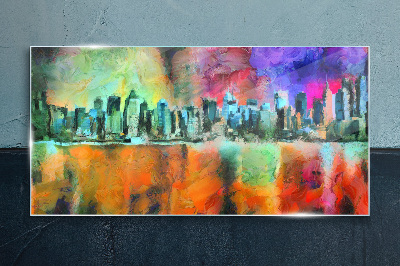 Tableau en verre Paysage urbain coloré à l'horizon