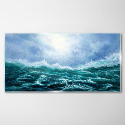 Tableau imprimé sur verre Une mer agitée aux nuances de bleu