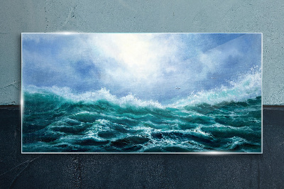 Tableau imprimé sur verre Une mer agitée aux nuances de bleu
