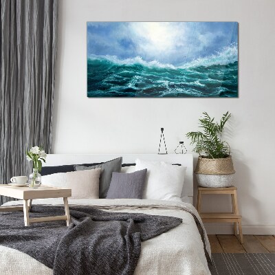 Tableau imprimé sur verre Une mer agitée aux nuances de bleu