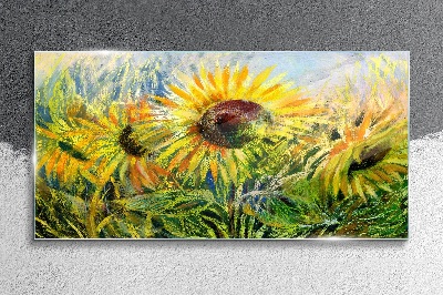Tableau verre imprimé Tournesols au soleil d'été