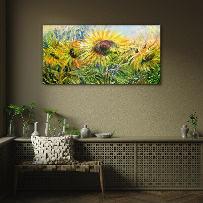 Tableau verre imprimé Tournesols au soleil d'été