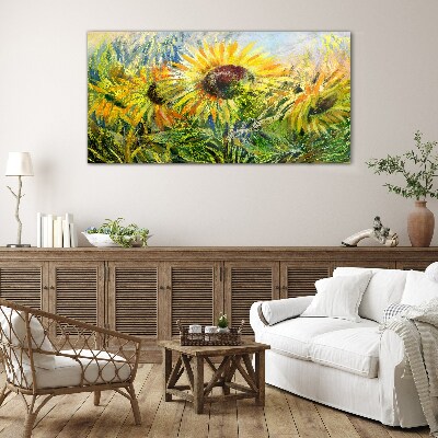 Tableau verre imprimé Tournesols au soleil d'été