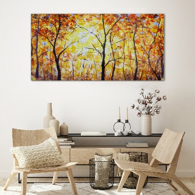 Tableau imprimé sur verre Automne doré dans la forêt