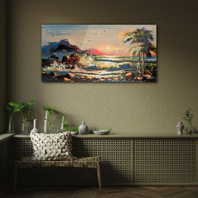 Tableau verre imprimé Coucher de soleil tropical sur la mer