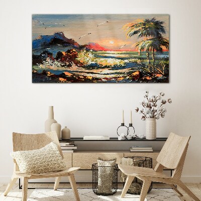 Tableau verre imprimé Coucher de soleil tropical sur la mer