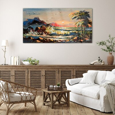 Tableau verre imprimé Coucher de soleil tropical sur la mer