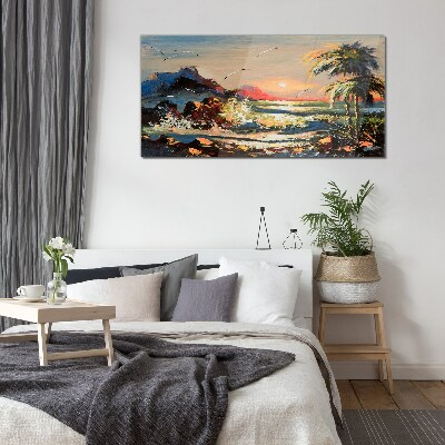 Tableau verre imprimé Coucher de soleil tropical sur la mer