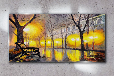 Tableau photo sur verre Lumières dorées dans le parc