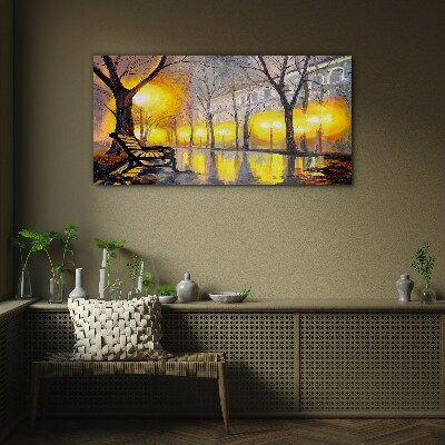 Tableau photo sur verre Lumières dorées dans le parc