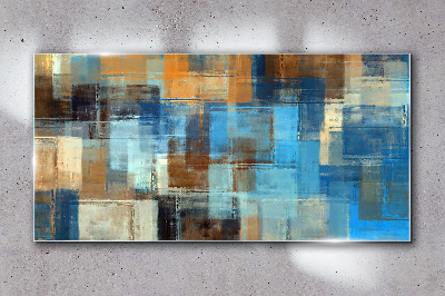 Tableau sur verre Mosaïque abstraite de tons bleus