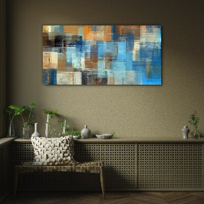 Tableau sur verre Mosaïque abstraite de tons bleus