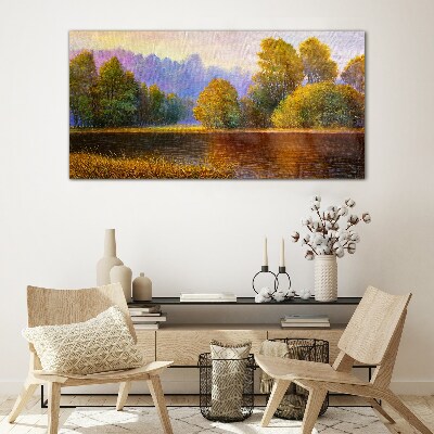 Tableau imprimé sur verre Un paysage d'automne paisible