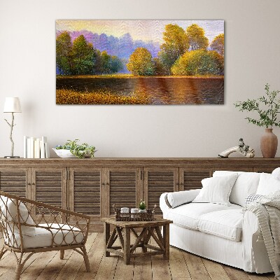 Tableau imprimé sur verre Un paysage d'automne paisible