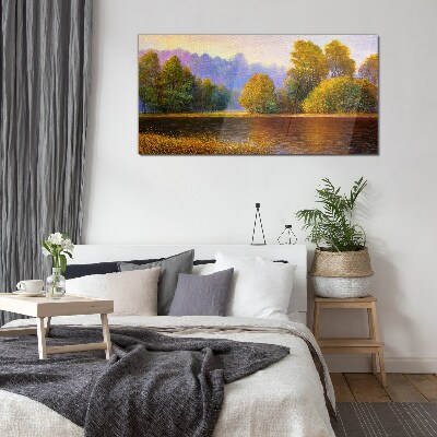 Tableau imprimé sur verre Un paysage d'automne paisible