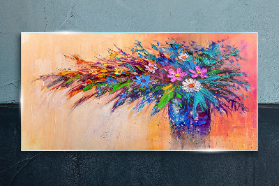 Tableau en verre Fleurs colorées dans un vase