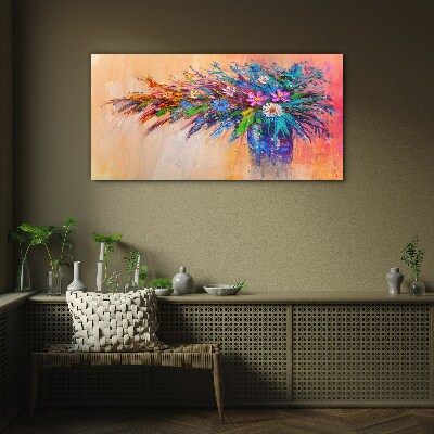 Tableau en verre Fleurs colorées dans un vase