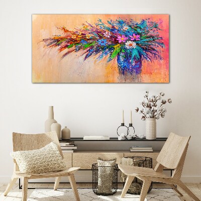 Tableau en verre Fleurs colorées dans un vase