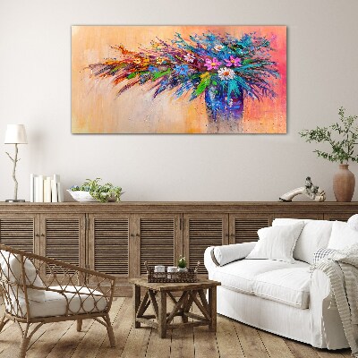 Tableau en verre Fleurs colorées dans un vase