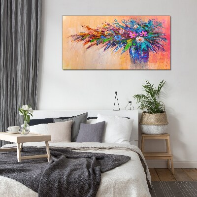 Tableau en verre Fleurs colorées dans un vase