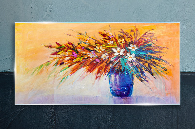 Tableau sur verre Un bouquet coloré dans un vase