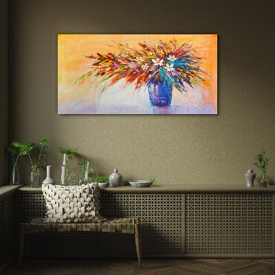 Tableau sur verre Un bouquet coloré dans un vase