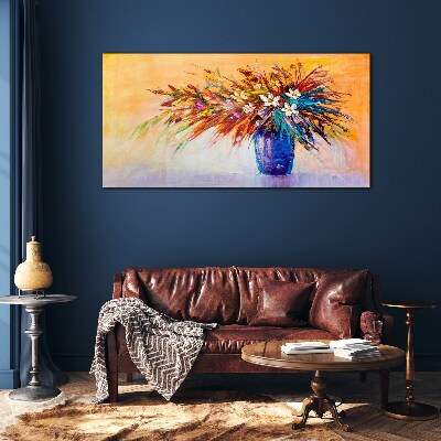 Tableau sur verre Un bouquet coloré dans un vase