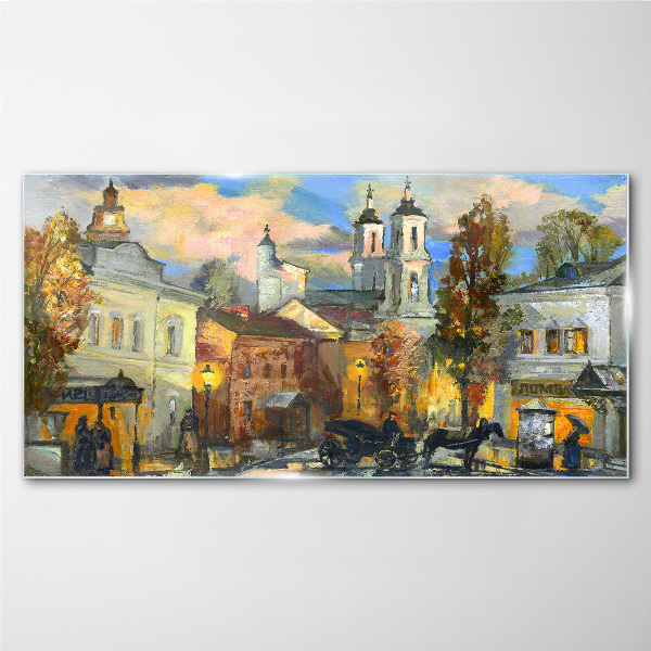 Tableau verre imprimé Une charmante rue dans un paysage d'automne