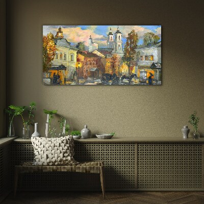 Tableau verre imprimé Une charmante rue dans un paysage d'automne