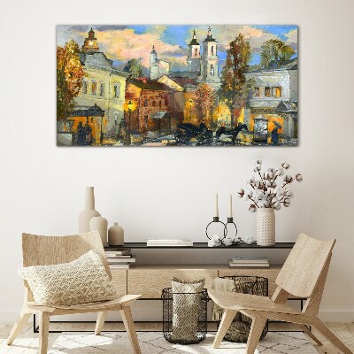 Tableau verre imprimé Une charmante rue dans un paysage d'automne