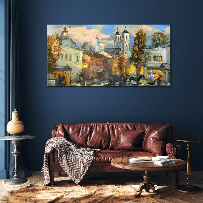 Tableau verre imprimé Une charmante rue dans un paysage d'automne